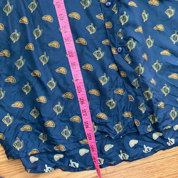 Vintage St. Michael Silk Shirt Mens L  Hunting Equestrian Novelty Print Navy Blu - Picture 9 of 14